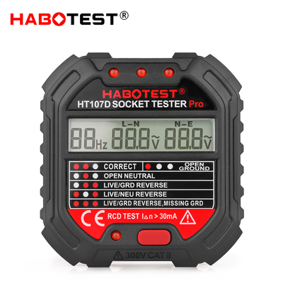 Verificador do soquete de parede da tomada da UE do teste de HABOTEST HT107D RCD com exposição do LCD